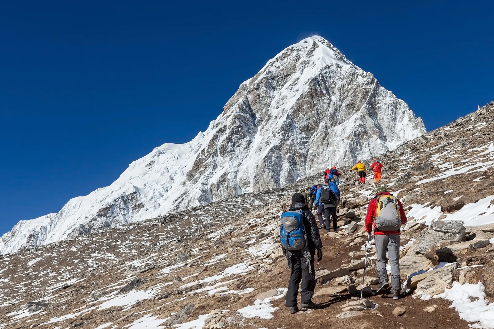 Trekkers on the way to Kala Patthar during Everest Base Camp Trek in May