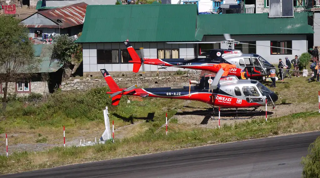 Helicopters in Lukla Airport